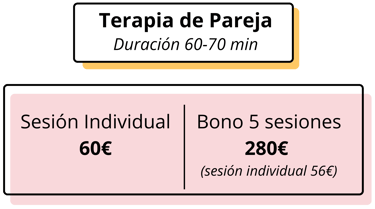 Información del precio y duración de terapia psicológica de pareja