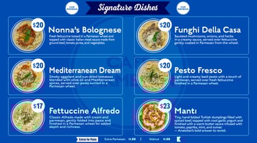 a list of the best italian pasta dishes and one turkish dish