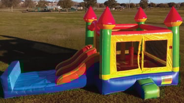DOUBLE SLIDE COMBO WET OR DRY SLIDE WITH LANDING. 33LX19WX16H.. Bookings 832-216-8423
