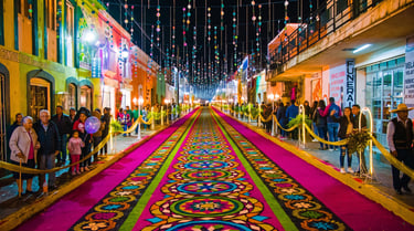 alfombras de aserrín en la noche que andie duerme en Huamantla Tlaxcala