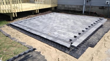 Outdoor living space with Unilock paver patio in Columbus Ohio