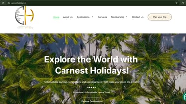 Tours and travel website for Carnest Holidays by Suvarna Visions in Vijayawada