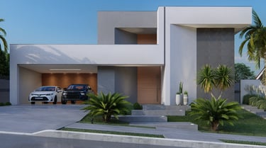 fachada contemporanea com detalhe chanfrado