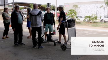 Família de Edjair se encontra no aeroporto antes de viajar para comemorar seus 70 anos em Corumbá GO