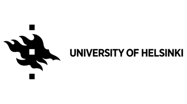 Stylized black and white University of Helsinki logo with a flame-like shape