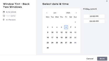 Screenshot image of an appointment option clients can add to their website.