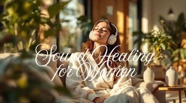 A woman listening to healing music