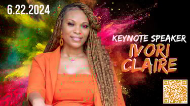 Keynote Speaker Ivori Claire speaking at the iamWoman mental wellness series on June 22, 2024