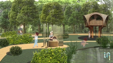 Visuel de projection d'un projet extérieur de design, sur un domaine bordelais Cistude Nature