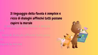 Disegno colorato di orsetto e coniglietto - linguaggio semplice delle favole per bambini