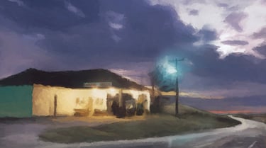 old time grocery store oil on canvas painting