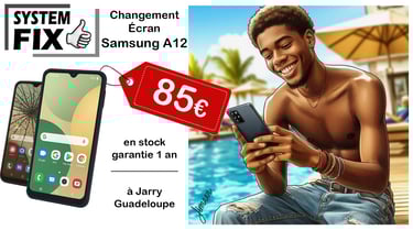 réparation SAMSUNG A12 en Guadeloupe - écran cassé