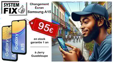 Remplacement écran SAMSUNG Galaxy A15 en Guadeloupe à Jarry