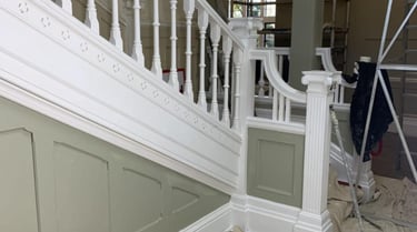 stairs painted green in a home in evesham