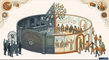 Dessin présentant les fonctionnements des municipalités aux fonctionnements fermés et ouverts