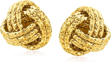 Prom Idea Italian 14kt Yellow Gold Textured Love Knot Earrings