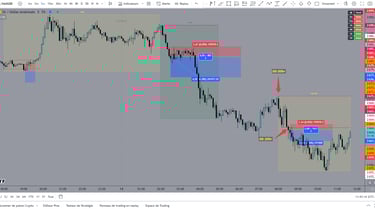 Les lignes rouge représente le cadre de trading OPR