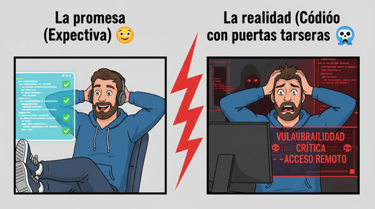 un meme de dos personas, una con expectativa positiva y la otra expectativa desastroza