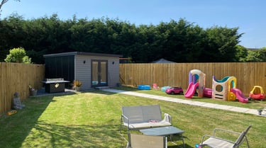 garden room in a back garden in droitwich worcestershire