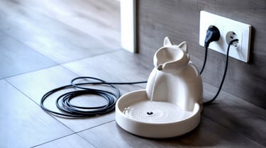 Close-up van stromend water in een hygiënische drinkfontein voor huisdieren