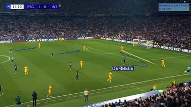 Dembele saltando a Central y Portero