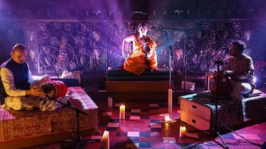 A picture of artists performing in a stage