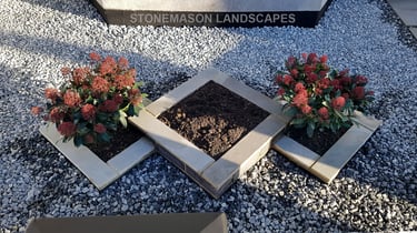 Tripple Diamond Dynamic Raised Modern Planters Front Garden