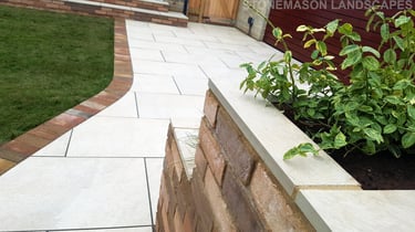 Colourful Garden Makeover Brick Seating Planer Bar New Lawn