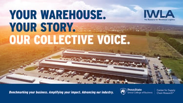 A picture of an IWLA 3PL Warehouse with trucks
