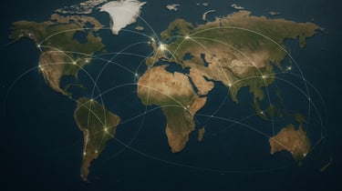 Map of the world showing that lessons can be taken online from any location