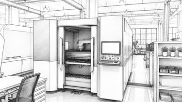 Equipo automatizado de manufactura realizando procesos de fabricación de componentes metálicos para
