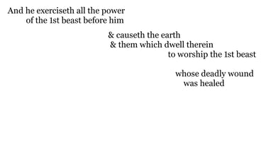 And he exerciseth all the power of the 1st beast before him, & causeth the earth & them which dwell 