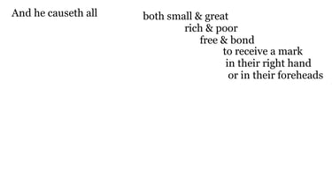 And he causeth all, both small & great, rich & poor, free & bond, to receive a mark in their right