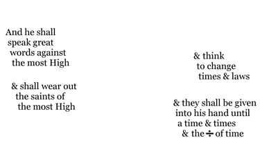 And he shall speak great words against the most High, & shall wear out the saints of the most High, 
