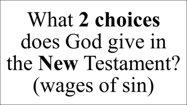 What 2 choices does God give in the New Testament? (wages of sin)