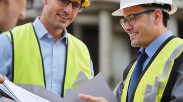 A person is working on architectural blueprints on a table, using a pen to make adjustments. Several sheets with technical drawings are spread out, indicating a focus on planning or design work.