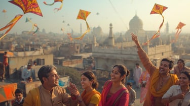 Families flying kites together on rooftops in Lahore during Basant 2026 celebrations.