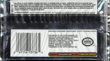 Booster pack Topps Pokémon The Movie 2000 back