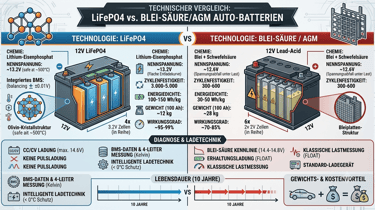 technischer vergleich lifepo4 vs blei säure batterie auto