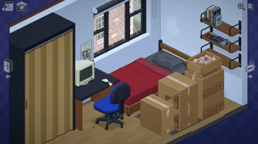 Niveau du bureau du jeu vidéo Unpacking