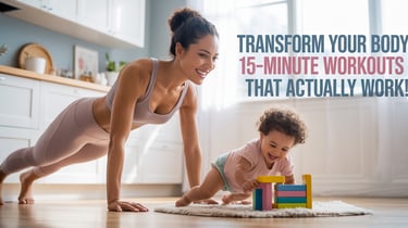 a woman and her baby are doing push ups