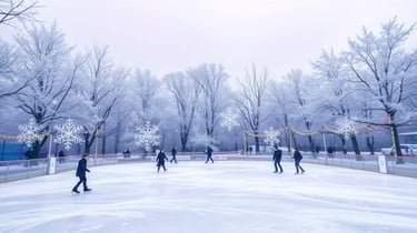People skating on an ice rink in the winter