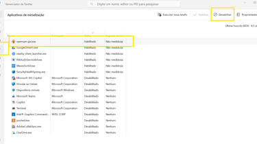 Controle os Aplicativos de Inicialização