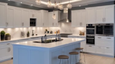 Close-up of a craftsman carefully finishing woodwork in a residential project.