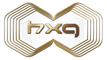 HXG Expo gold hexagonal logo representing technology and innovation exhibition