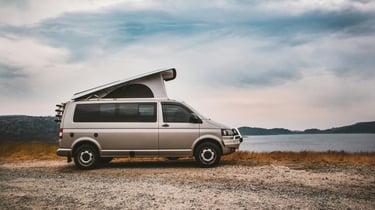 Camper van with roof tent