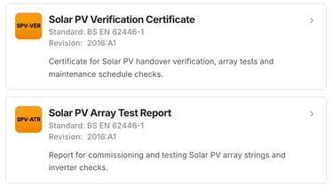 Solar PV array test report and Solar PV verification certificate preview