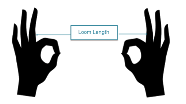 Illustration of hand position for loom width