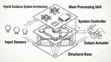 Diagram of a Hybrid Guidance System Architecture showing input sensors, processing unit, and output actuators.