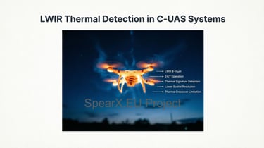 LWIR thermal detection drone highlighting C-UAS system features and thermal signature detection capabilities.